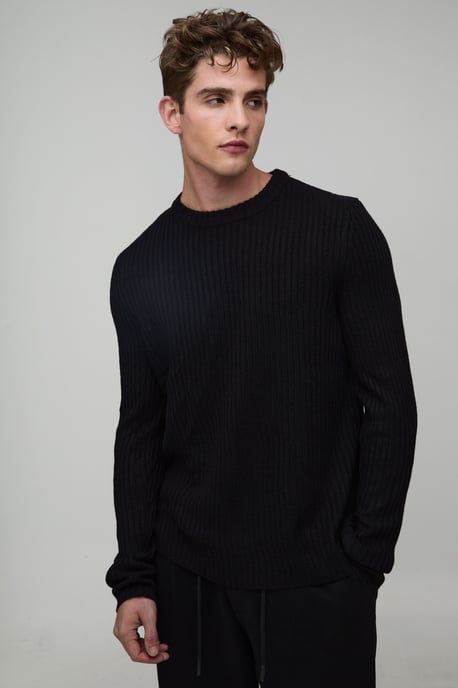 Regular Fit Ribbed Knitted Jumper - Image 1