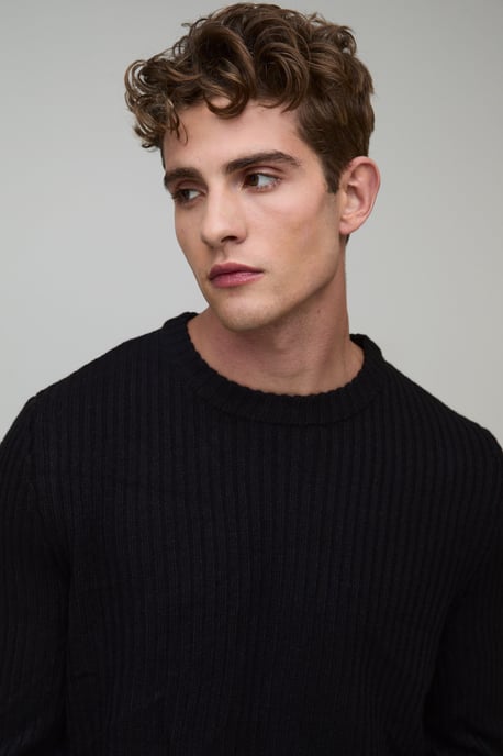 Regular Fit Ribbed Knitted Jumper - Image 3