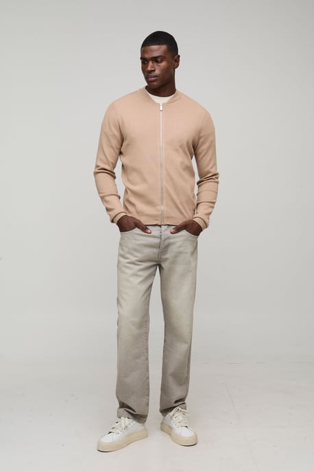 Regular Fit Smart Knitted Bomber Jacket - Image 4