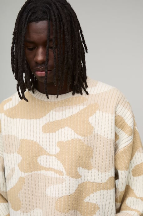 Oversized Boxy Camo Knitted Jumper - Image 3
