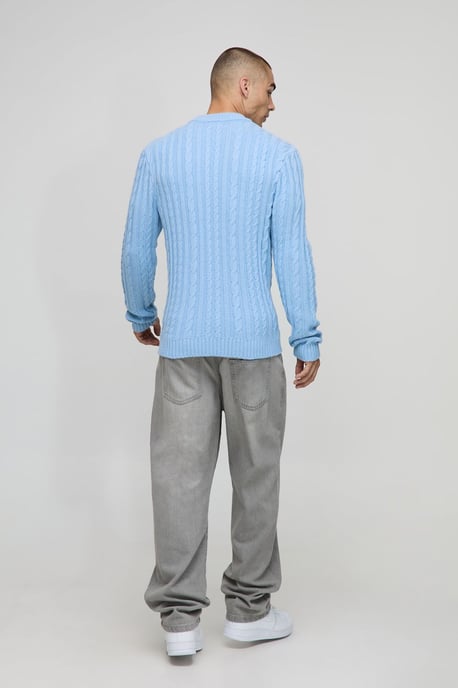 Muscle Fit Cable Knitted Jumper - Image 2
