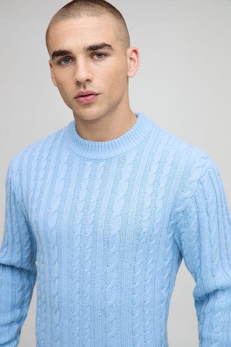 Muscle Fit Cable Knitted Jumper - Image 3
