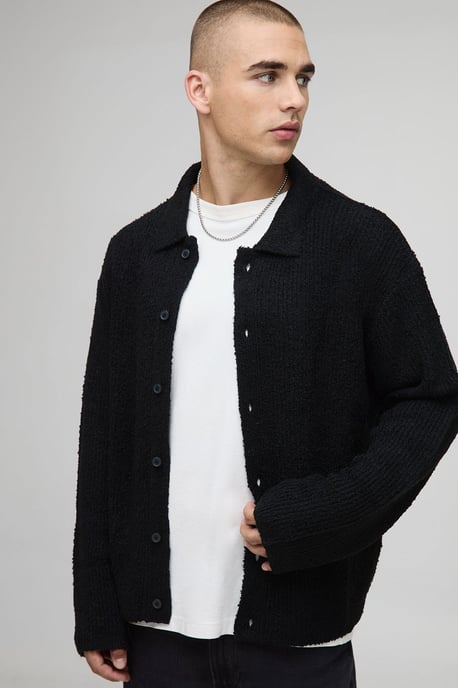 Boxy Fit Brushed Knitted Shirt - Image 1
