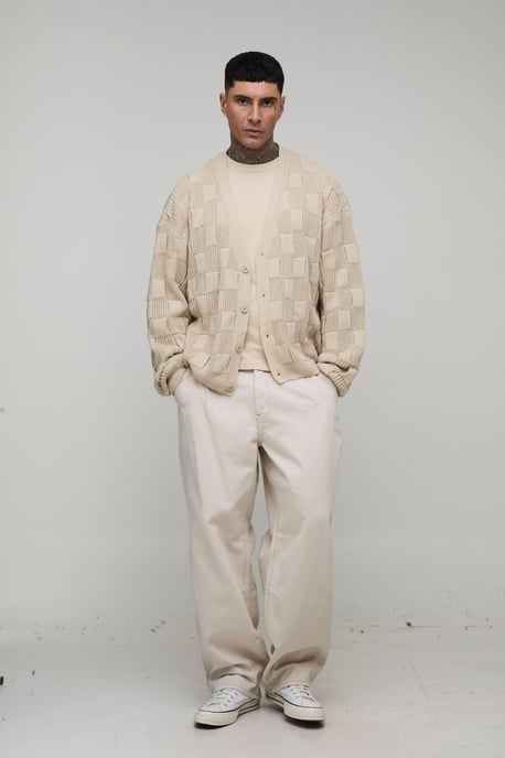 Tall Oversized Mixed Cable Knitted Cardigan - Image 4