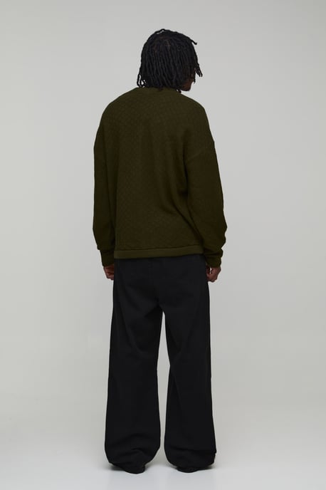 Tall Relaxed Fit Basket Knit Cardigan - Image 2