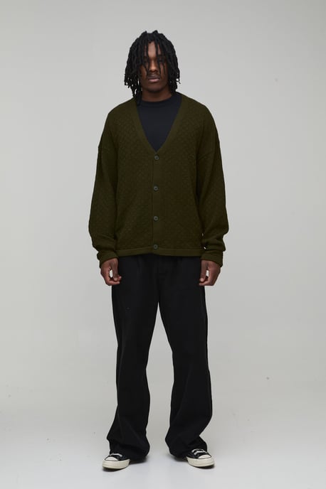 Tall Relaxed Fit Basket Knit Cardigan - Image 4