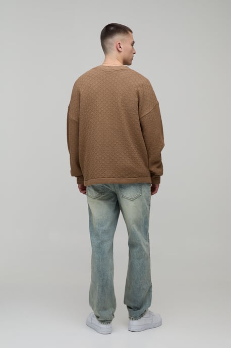 Relaxed Fit Basket Knit Cardigan - Image 2