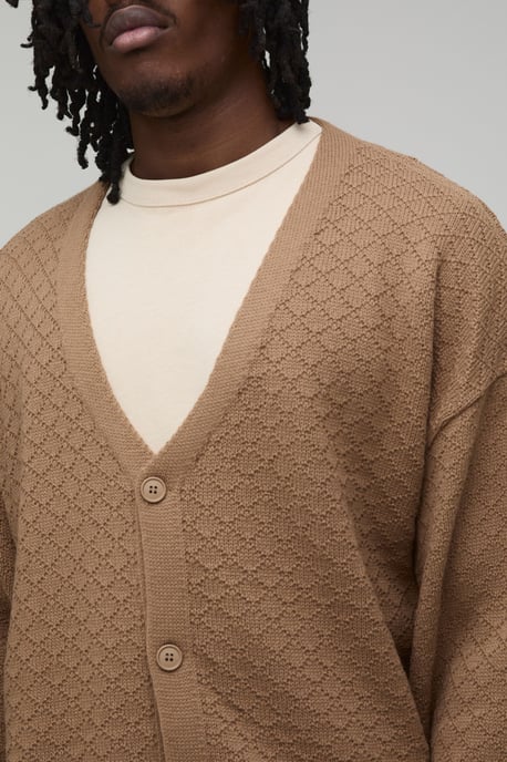 Tall Relaxed Fit Basket Knit Cardigan - Image 3