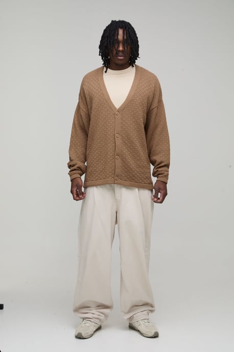 Tall Relaxed Fit Basket Knit Cardigan - Image 4