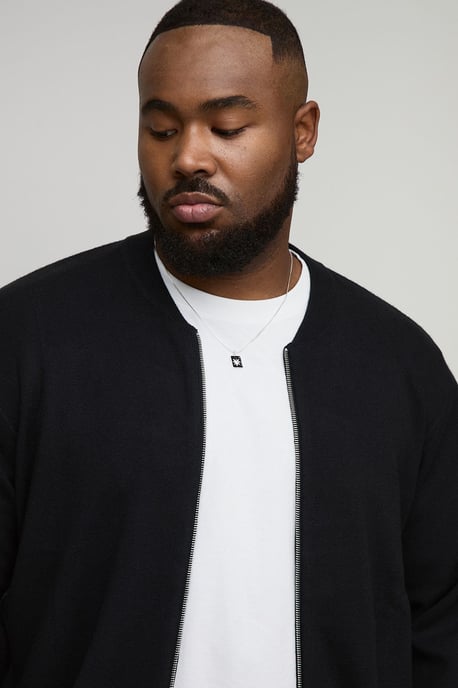 Plus Basic Regular Fit Knitted Bomber Jacket - Image 3