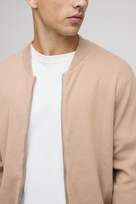 Regular Fit Smart Knitted Bomber Jacket - Image 3