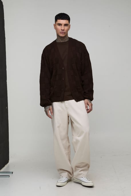 Tall Oversized Mixed Cable Knitted Cardigan - Image 4