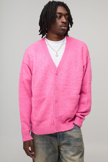 Oversized Boxy Fluffy Knitted Cardigan - Image 1