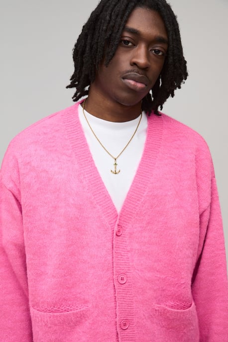 Oversized Boxy Fluffy Knitted Cardigan - Image 3