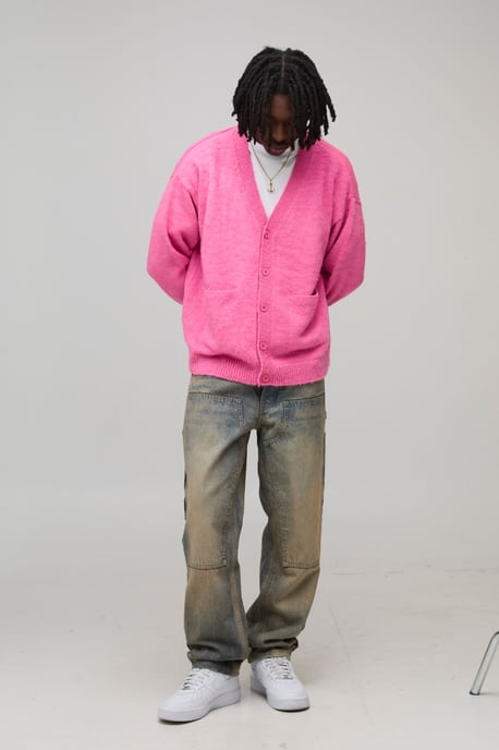 Oversized Boxy Fluffy Knitted Cardigan - Image 4