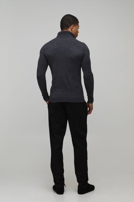 Muscle Fit Roll Neck Knitted Jumper - Image 2
