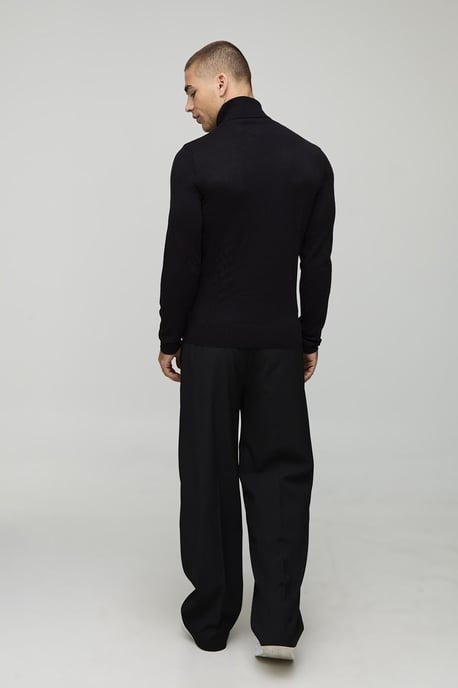 Muscle Fit Roll Neck Knitted Jumper - Image 2