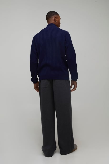 Regular Fit 1/4 Zip Raglan Funnel Neck Jumper - Image 2
