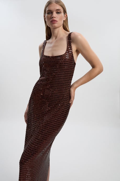 Premium Crystal Embellished Jersey Midi Dress - Image 2