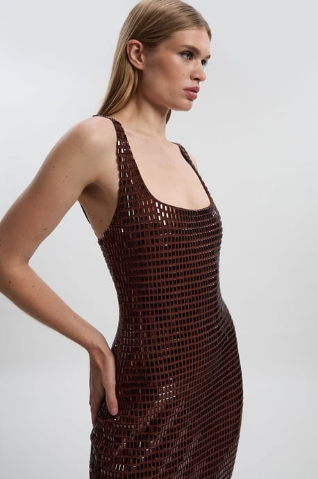 Premium Crystal Embellished Jersey Midi Dress - Image 3