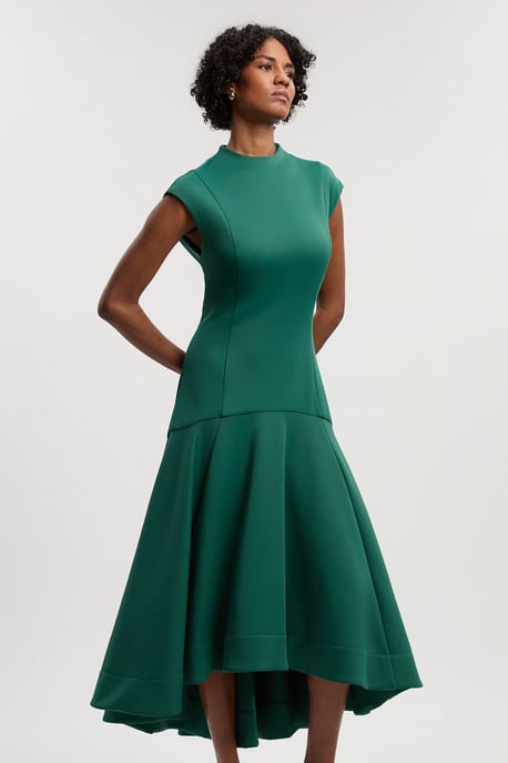 Scuba Dipped Ruffle Hem Woven Maxi Dress - Image 2