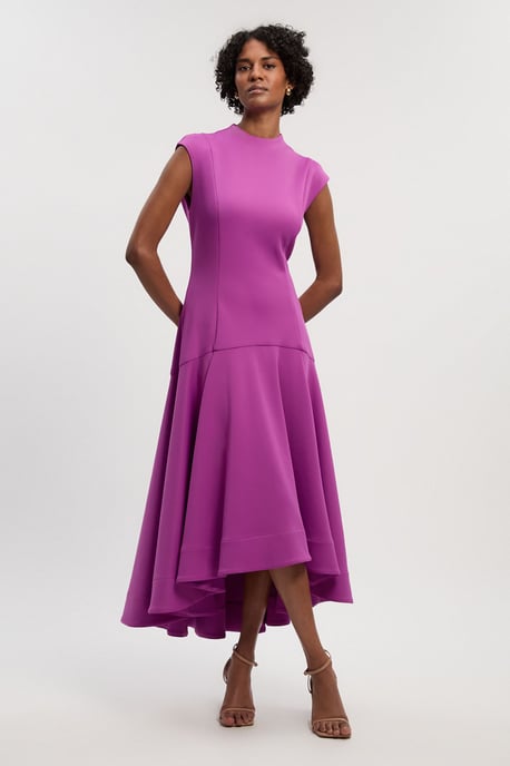 Scuba Dipped Ruffle Hem Woven Maxi Dress - Image 1