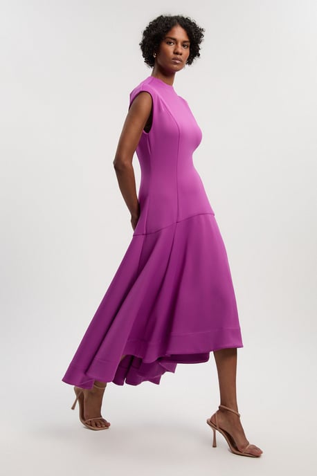 Scuba Dipped Ruffle Hem Woven Maxi Dress - Image 2