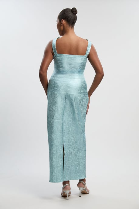 Plus Size Foil Metallic Figure Form Strappy Knit Maxi Dress - Image 4