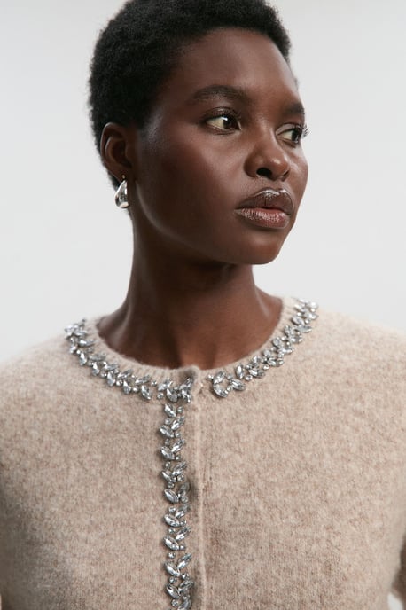 Embellished Trim Cosy Knit Cardigan - Image 2