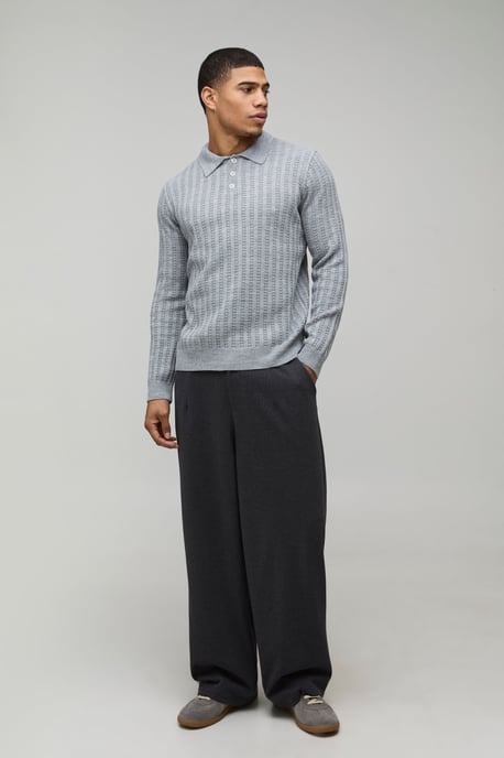 Boxy Fit Ribbed Knitted Polo - Image 4