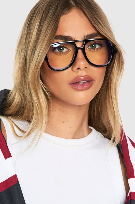 Oversized Retro Aviator Blue Light Glasses - Image 1