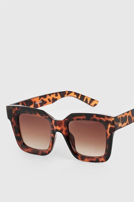 Tortoise Shell Square Frame Sunglasses - Image 3