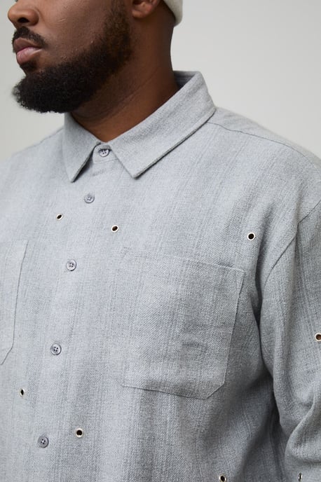 Plus Oversized Distressed Hardware Detail Flannel Check Shirt - Image 3