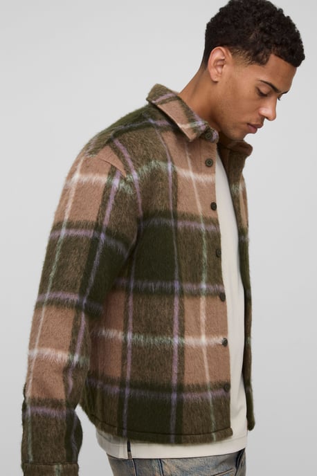 Oversized Brushed Check Overshirt - Image 3