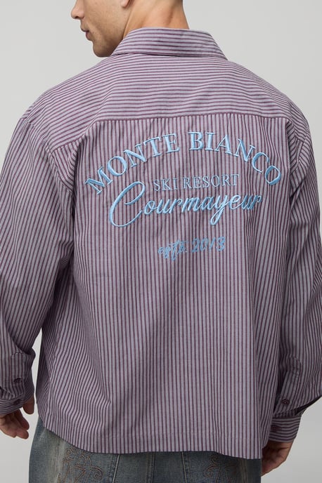 Oversized Monte Bianco Embroidered Long Sleeve Stripe Shirt - Image 1