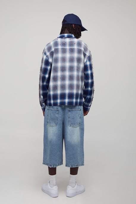 Oversized Embellished Checked Overshirt - Image 2