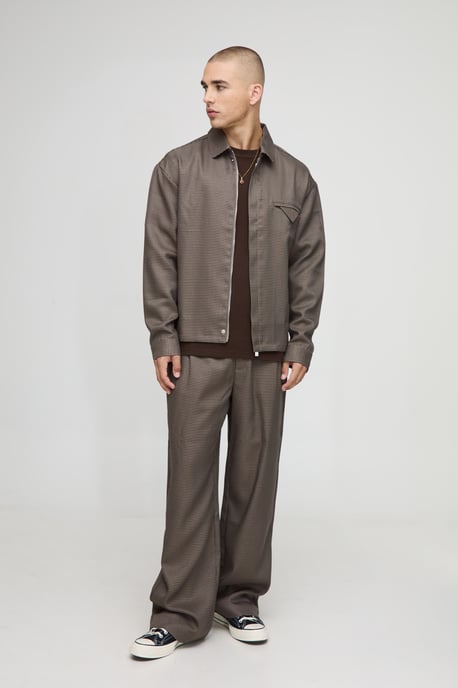 Oversized Houndstooth Pocket Detail Overshirt - Image 1