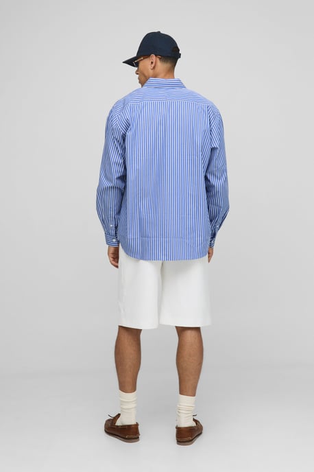 Oversized Embroidered Striped Collared Shirt - Image 2