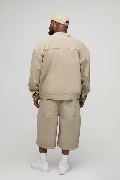 Plus Oversized Washed Zip Up Denim Overshirt - Image 2