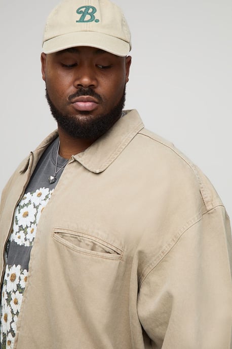 Plus Oversized Washed Zip Up Denim Overshirt - Image 3