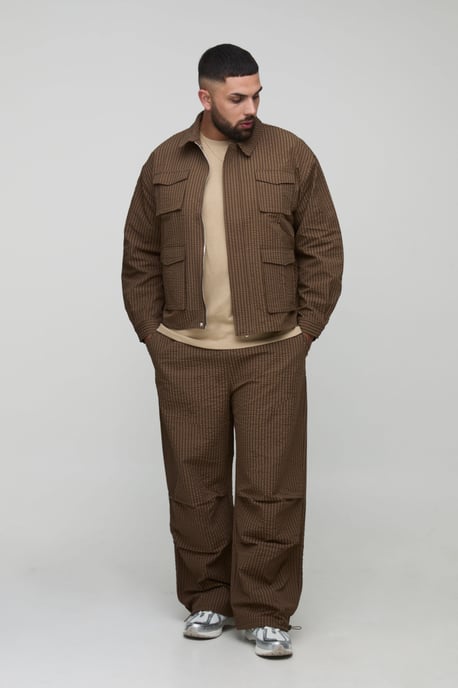 Plus Oversized Check Ripstop Cargo Shacket - Image 1