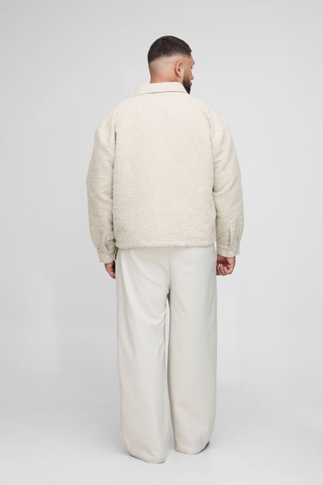 Plus Oversized Boxy Bungee Hem Boucle Overshirt - Image 2