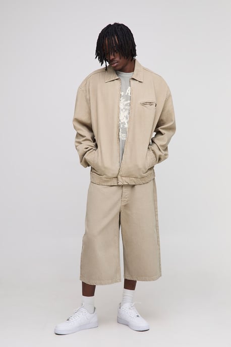 Tall Oversized Boxy Washed Zip Up Denim Overshirt - Image 1