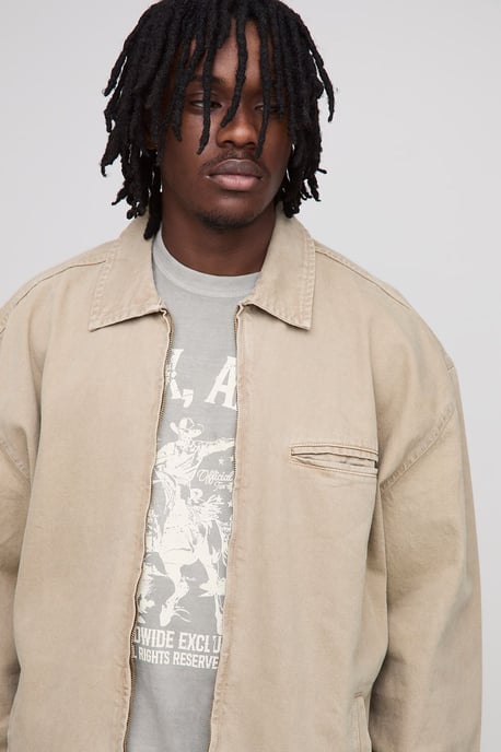 Tall Oversized Boxy Washed Zip Up Denim Overshirt - Image 3