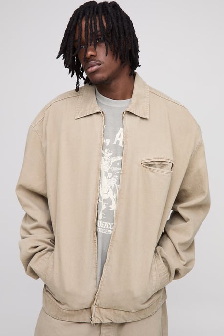 Tall Oversized Boxy Washed Zip Up Denim Overshirt - Image 4