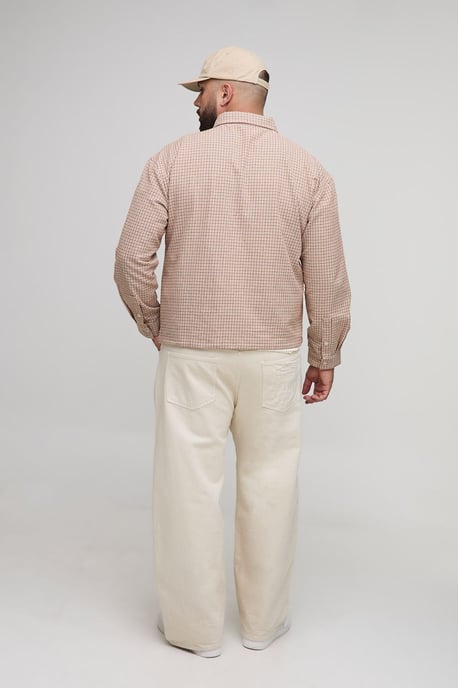 Plus Oversized Boxy Heritage Check Embroidered Zip Up Overshirt - Image 2