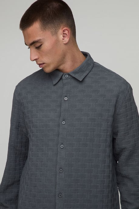 Regular Fit Jacquard Collared Shirt - Image 3