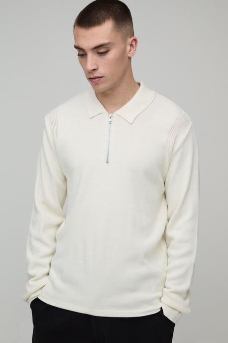 Muscle Fit Soft Touch Long Sleeve Knitted Polo - Image 1