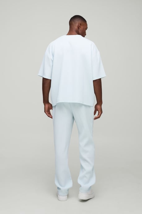 Oversized Boxy Pleated T-Shirt and Regular Fit Open Cuff Jogger Set - Image 2