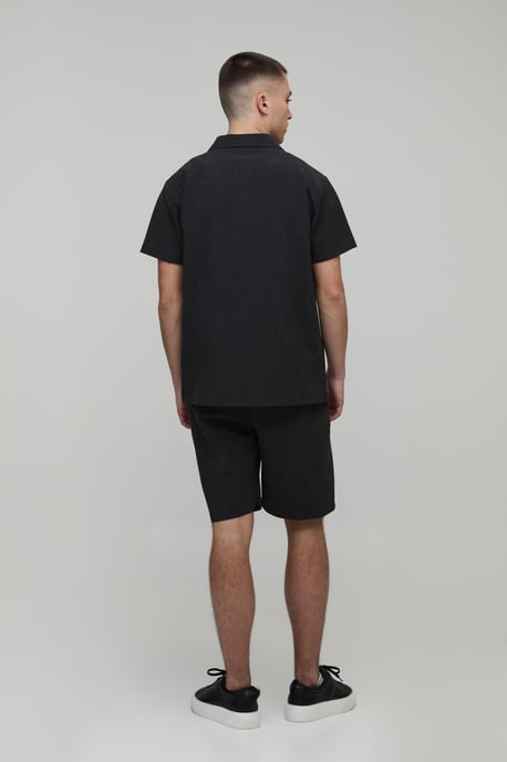Regular Fit Seersucker Stripe Shirt & Short Set - Image 2